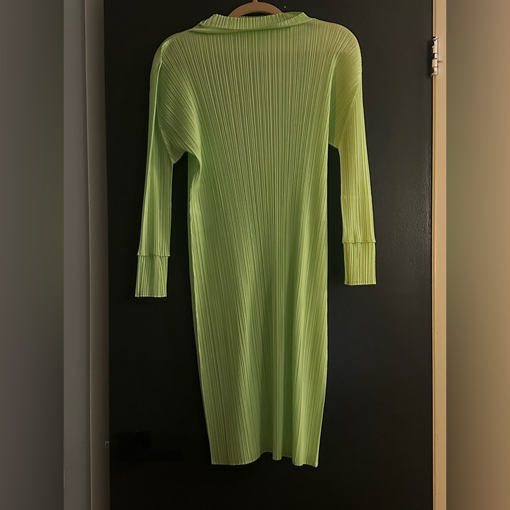 Lime green Pleats Please Issey Miyake dress